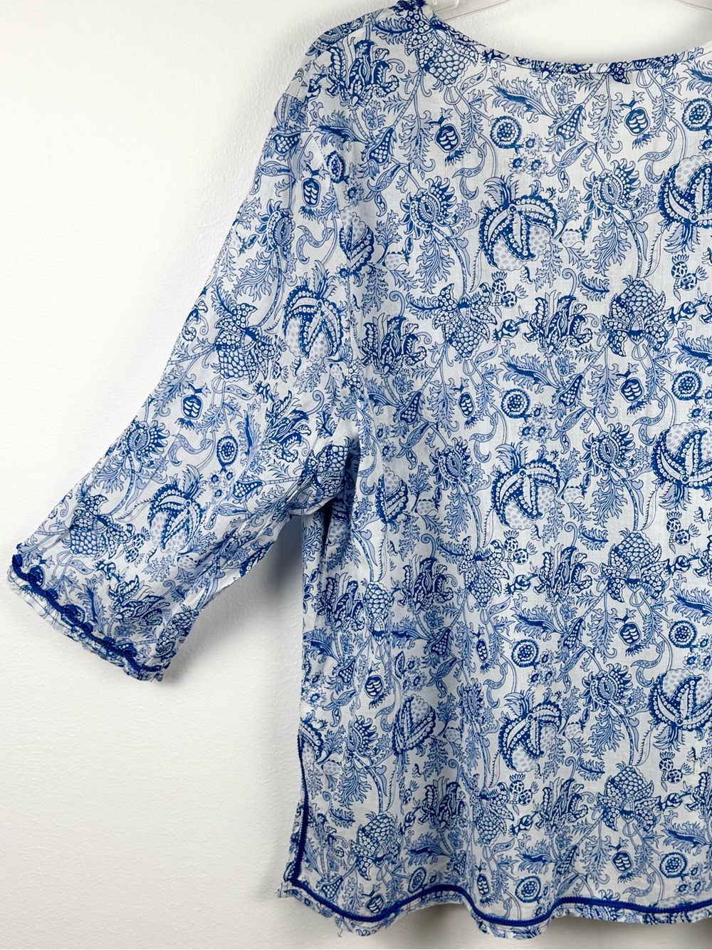 Anne Carson Blue Paisley Cotton Tunic size 2X - Picture 6 of 16